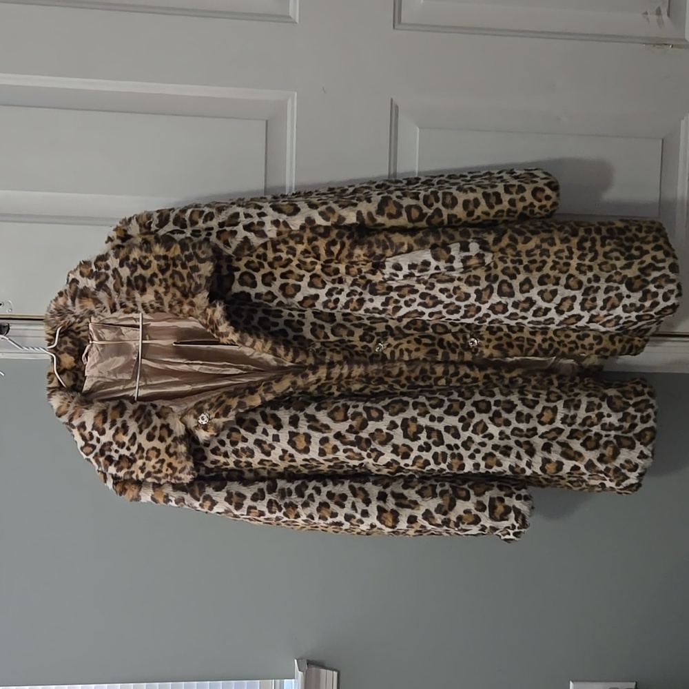 womens animal print fur coat by Bellivera